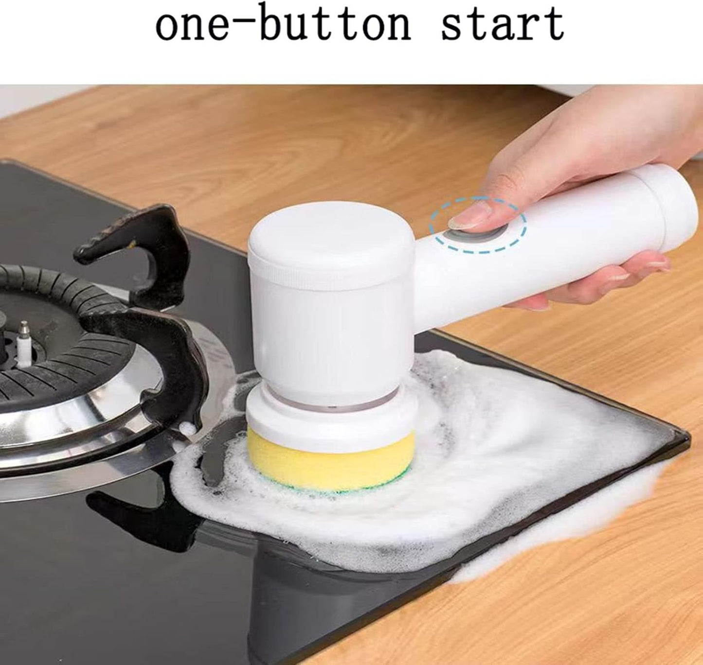 Handheld Wireless Multi-Function Electric Cleaning Brush – Ideal for Gas Stoves, Kitchen Surfaces, and Dish Cleaning, Featuring a Sponge Head for Effortless Scrubbing