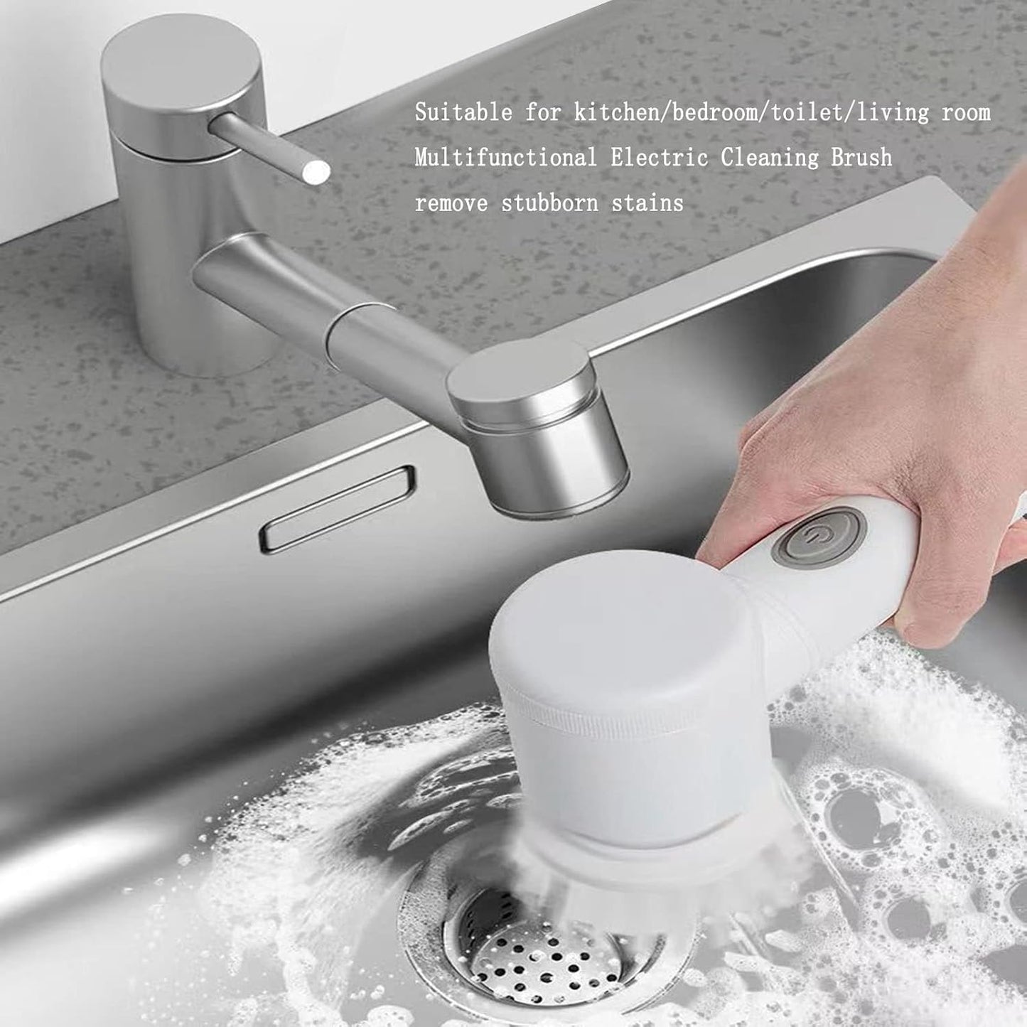 Handheld Wireless Multi-Function Electric Cleaning Brush – Ideal for Gas Stoves, Kitchen Surfaces, and Dish Cleaning, Featuring a Sponge Head for Effortless Scrubbing