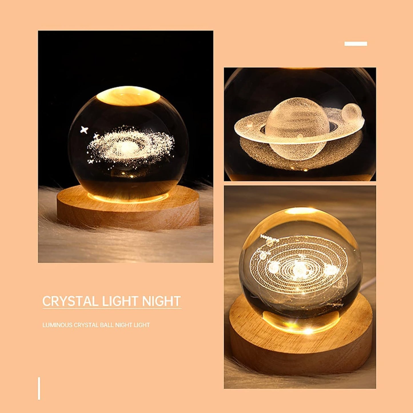 3D Solar System Crystal Ball Night Light LED | Dreamscape
