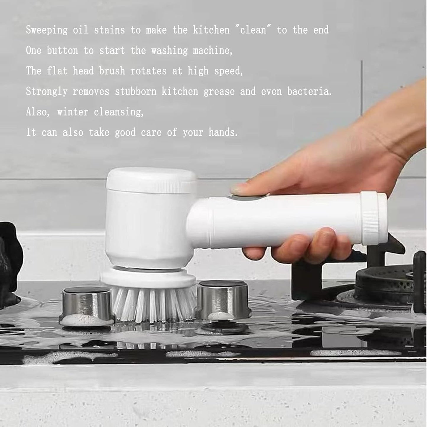 Handheld Wireless Multi-Function Electric Cleaning Brush – Ideal for Gas Stoves, Kitchen Surfaces, and Dish Cleaning, Featuring a Sponge Head for Effortless Scrubbing