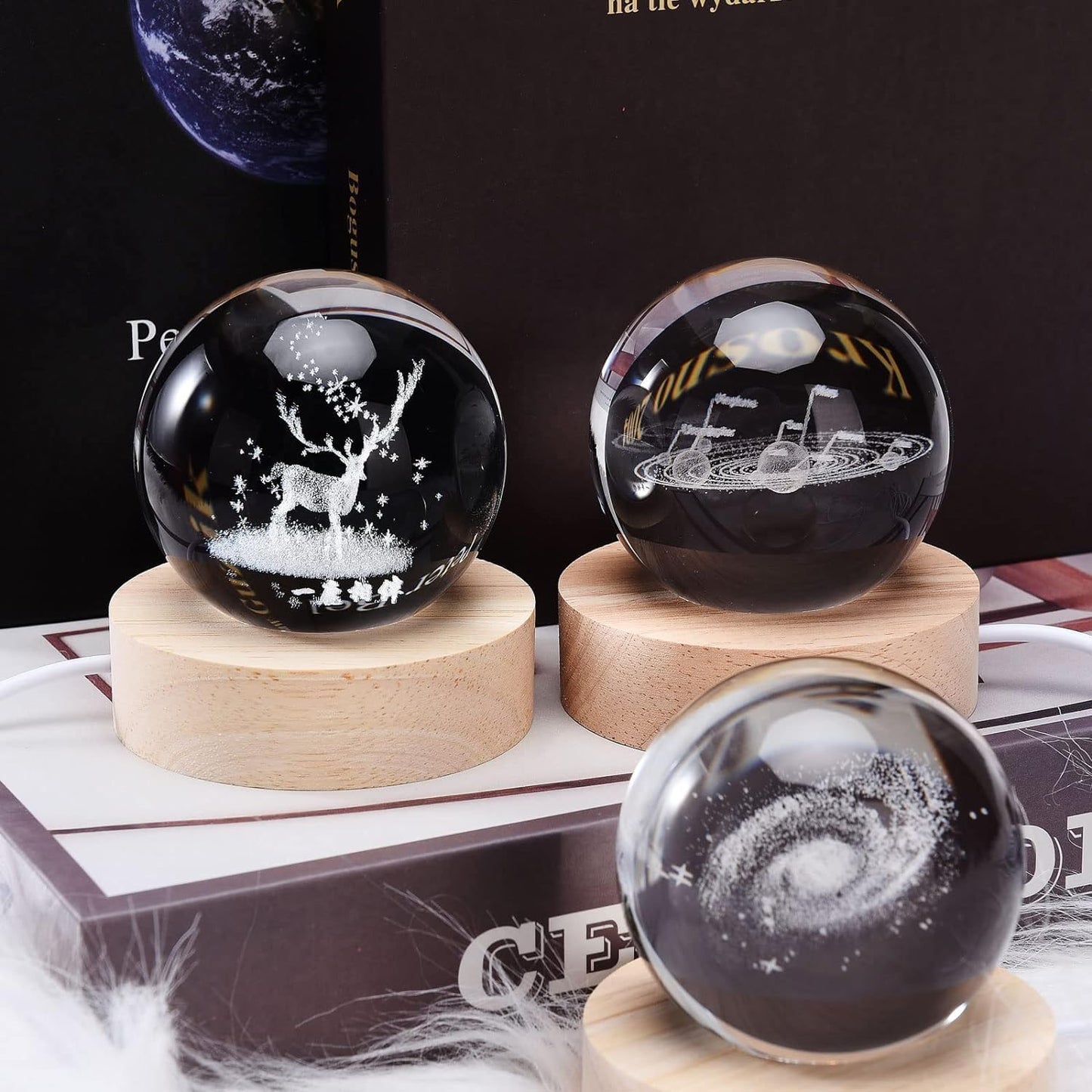 3D Solar System Crystal Ball Night Light LED | Dreamscape