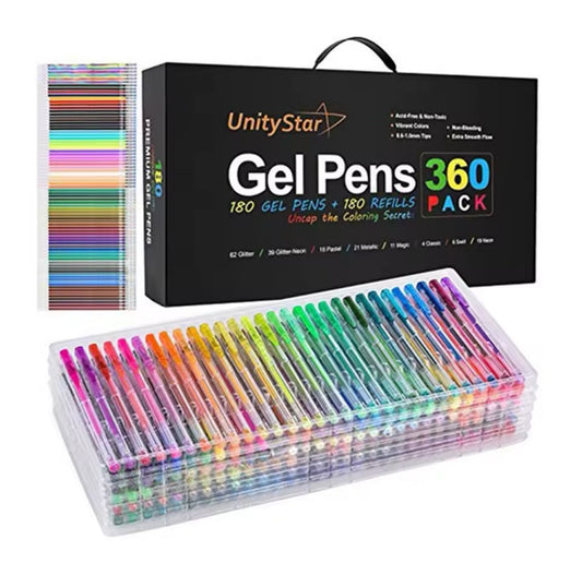 24 set refillable gel pens multi coloured and washable