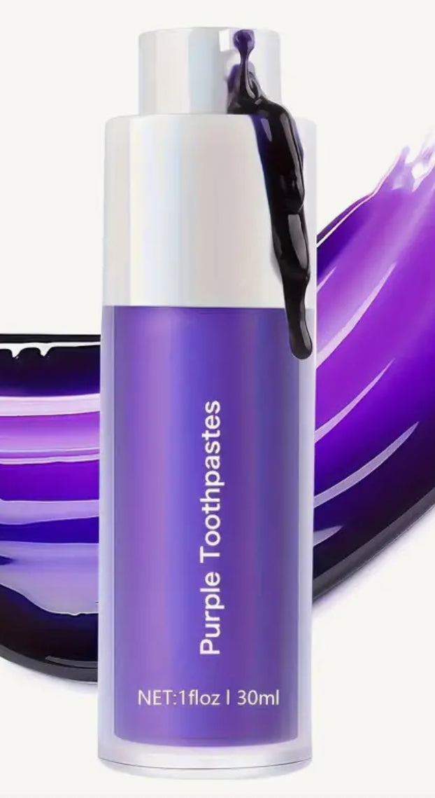 Purple toothpaste teeth whitening