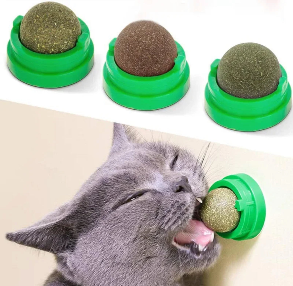Natural catnip wall stick on ball toy