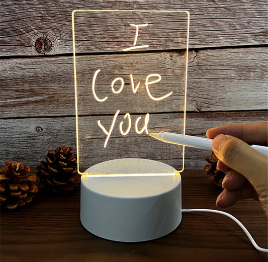 Clear LED light note board with pen USB power