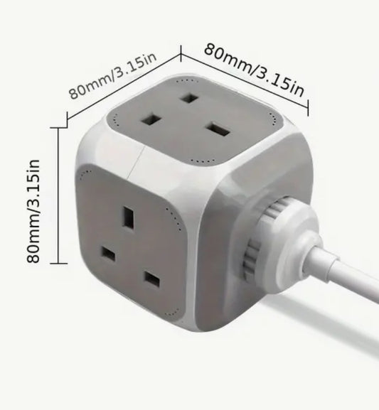 4 way extended lead 2 USB ports 5V/2.1A power strip 1.5 meter cable