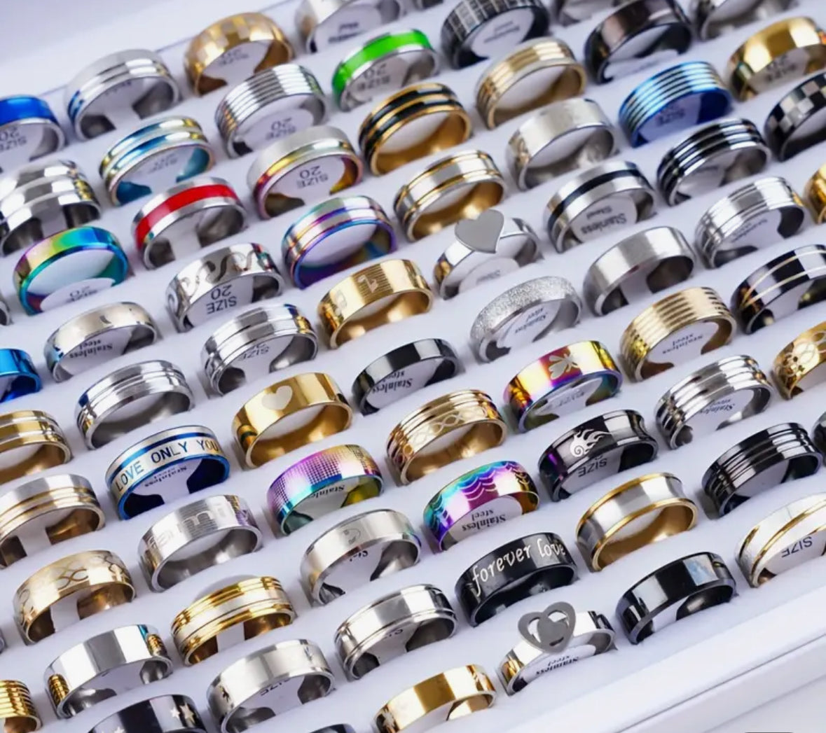 Unisex stainless steel rings 20pcs