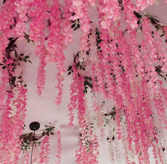 1pc 6.9ft Pink artificial wisteria flowers
