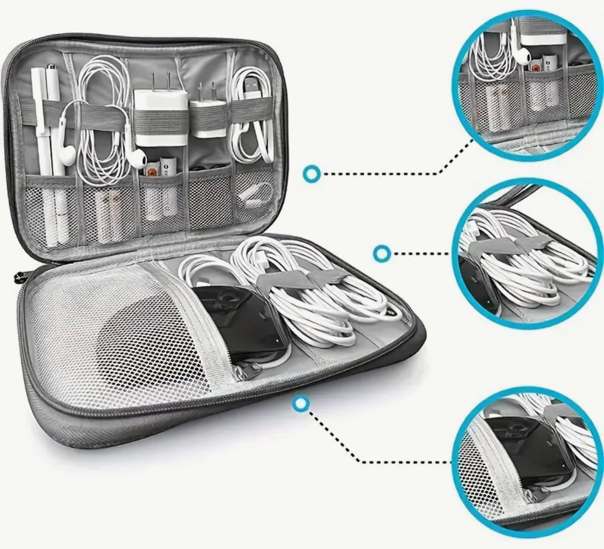 Electronic accessories holder and wire holder portable bag