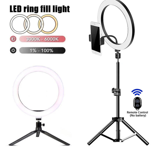 LED ring light and phone holder