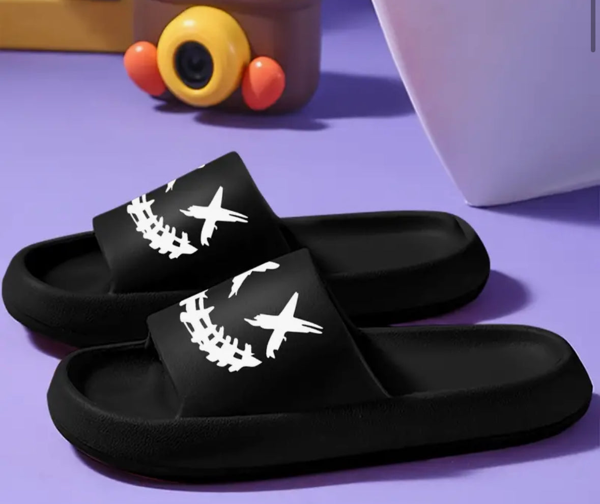 Face print slides non slip and breathable EVA