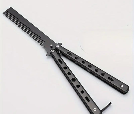 Portable butterfly folding comb