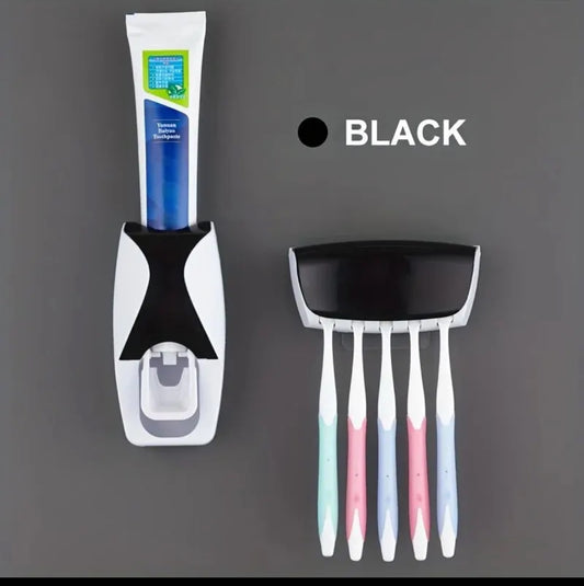 Automatic toothpaste dispenser and toothbrush holder